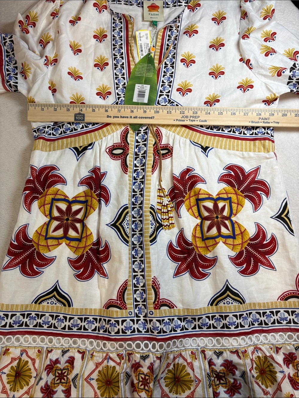 FARM Rio Cream Tunic Dress with Red, Mustard & Navy Floral Print - Picture 3 of 10